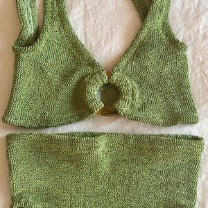 Hunza G Nadine Bikini Set in Metallic Moss
